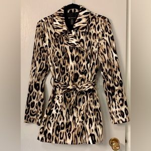 INC leopard print trench coat